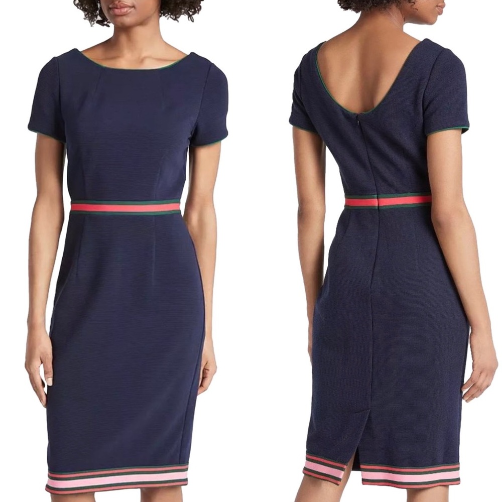 Boden Kaia Ottoman Dress Navy/Red/Green
